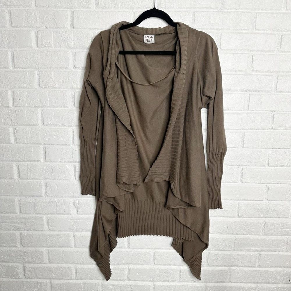 Planet by Lauren G Waterfall Cardigan Open Front Flowy Lagenlook One Size